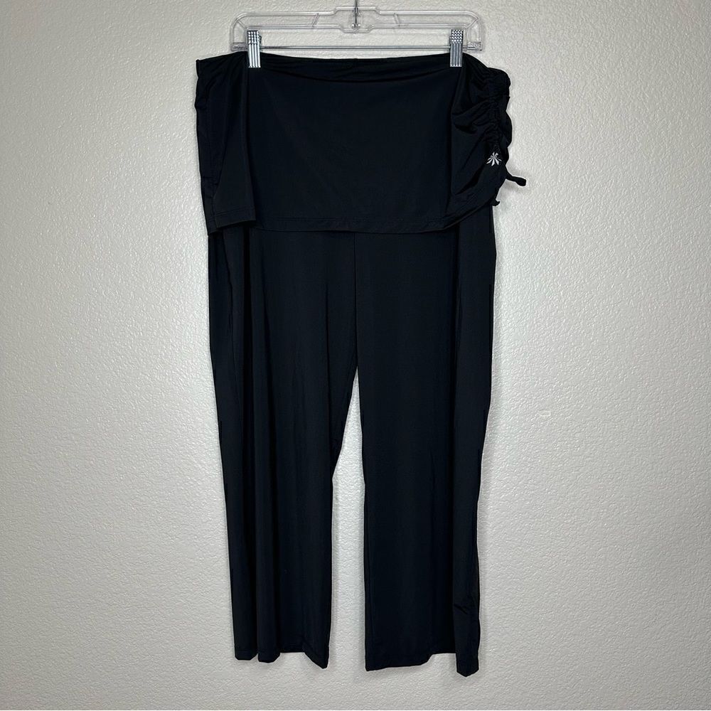 Athleta Black Skirted Side Tie Athletic Capri Leggings
